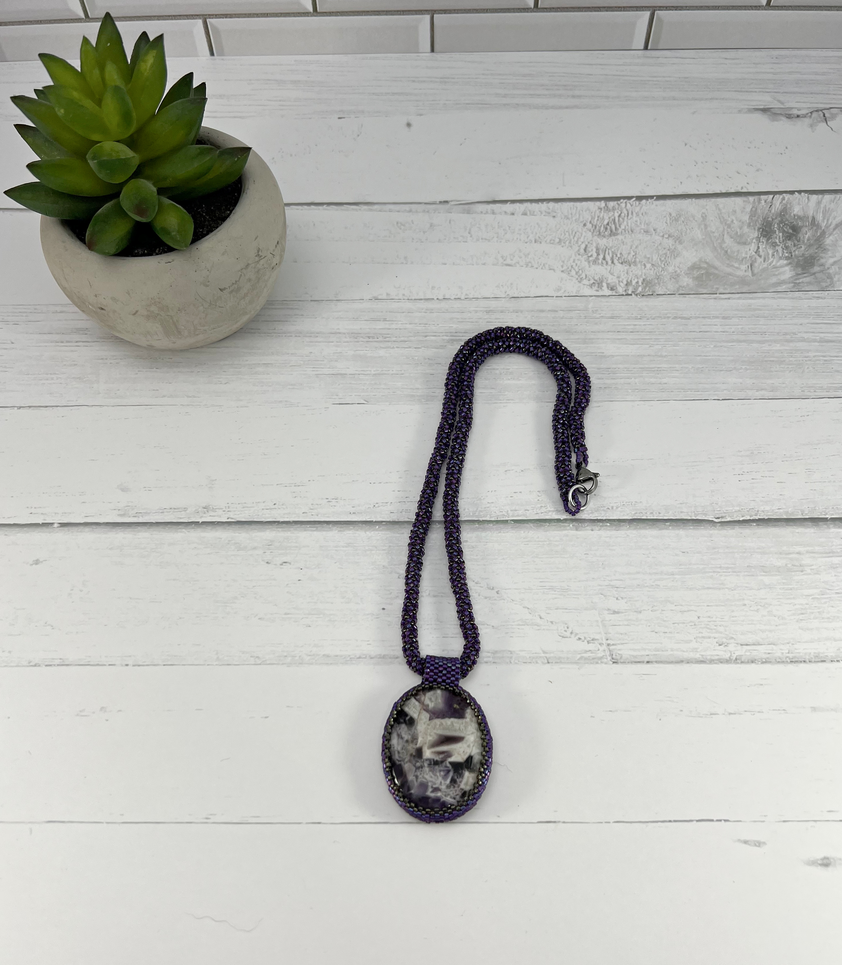 Dog Tooth Amethyst Pendant Necklace